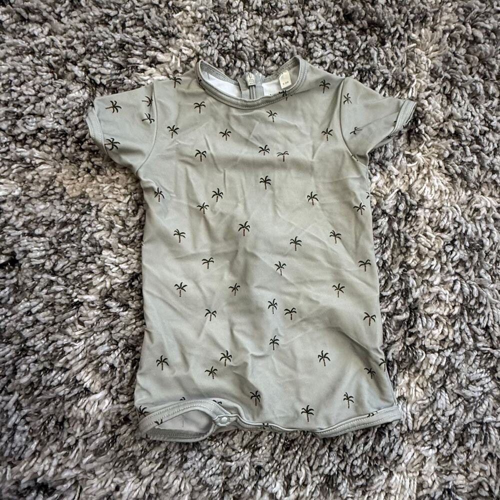 Rylee & Cru 0-3 Months One Piece Palm Tree Print Swimsuit Rash Guard Baby Boy